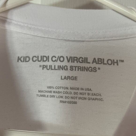 Virgil Abloh x Kid Cudi T-Shirt Men's Large White Pulling Strings Short Sleeve - Picture 5 of 6